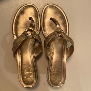 Lilly Pulitzer gold wedge sandals